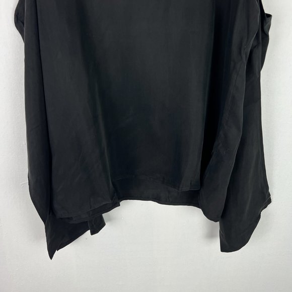 NWT Line & Dot Cupro Cold Shoulder Top Tie Neck Black Size Large L NEW - Picture 4 of 15